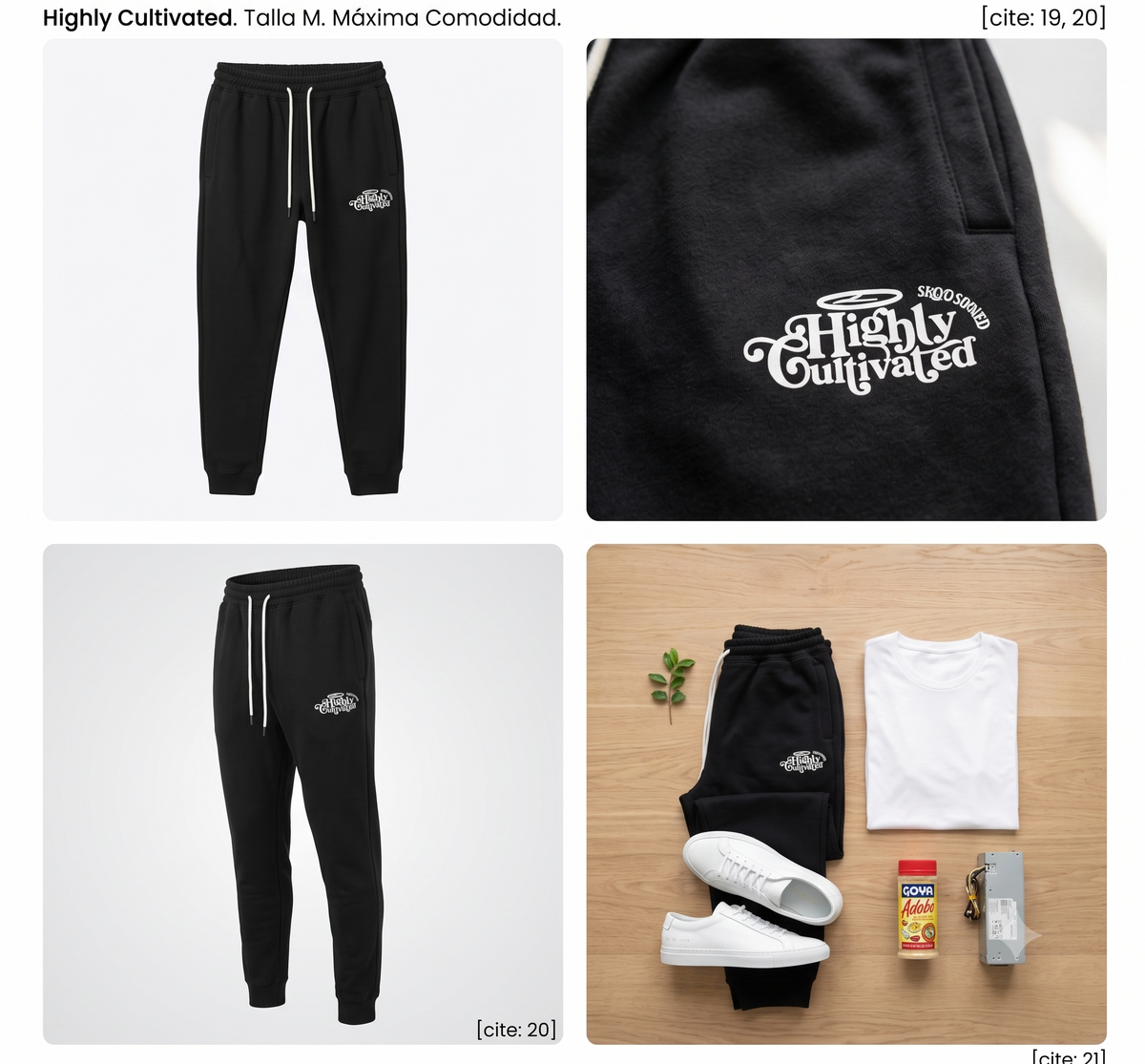 Pants Negros Deportivos "Highly Cultivated" - Talla M - Máxima Comodidad