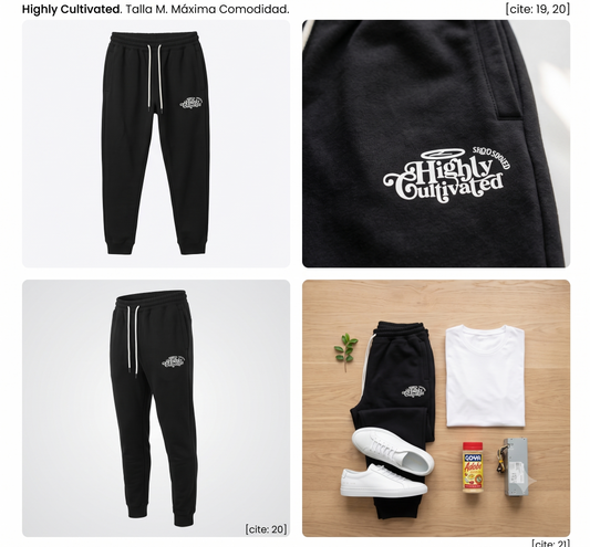Pants Negros Deportivos "Highly Cultivated" - Talla M - Máxima Comodidad